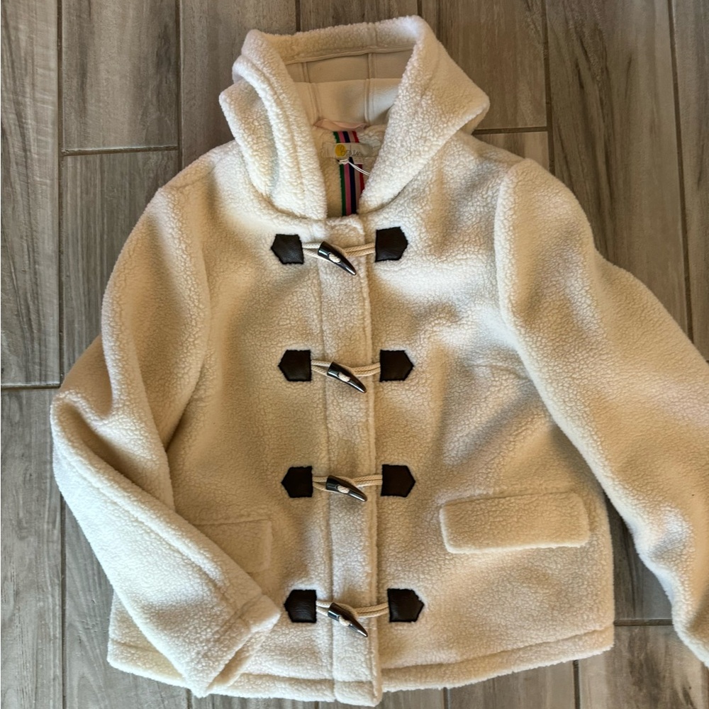 Boden NWT Elgin Borg Jacket. Cream/white teddy fleeced jacket. Size US 14/UK 18